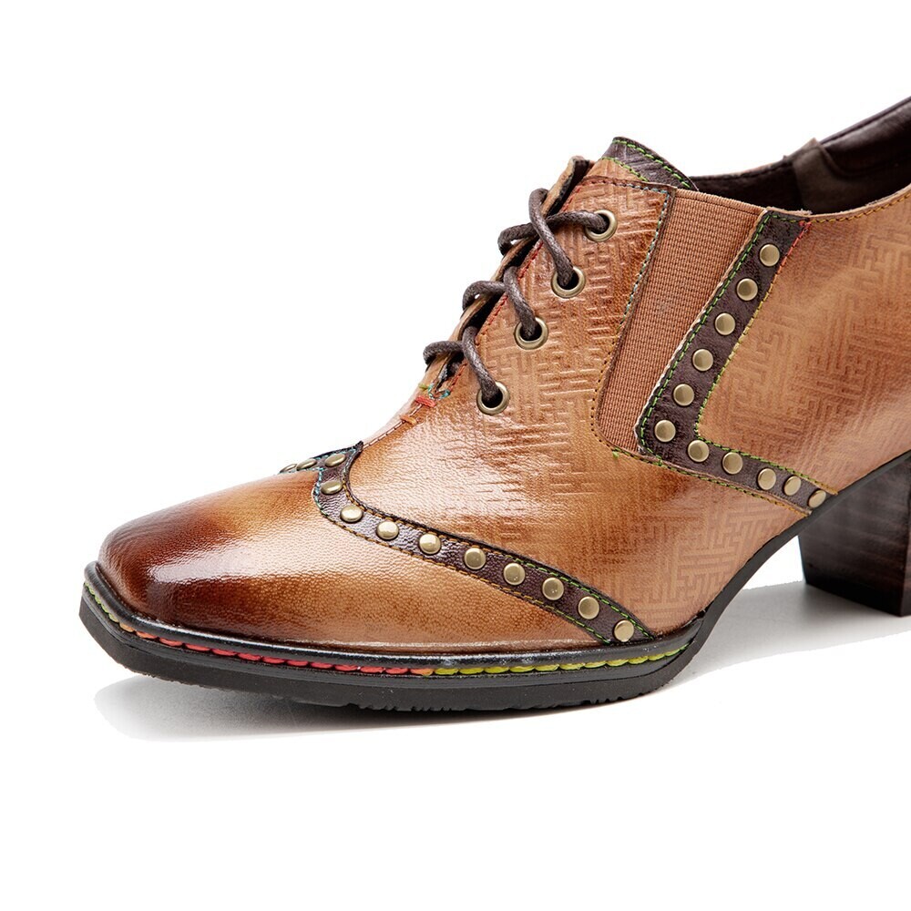 Lace up Leather Women Oxford Shoes