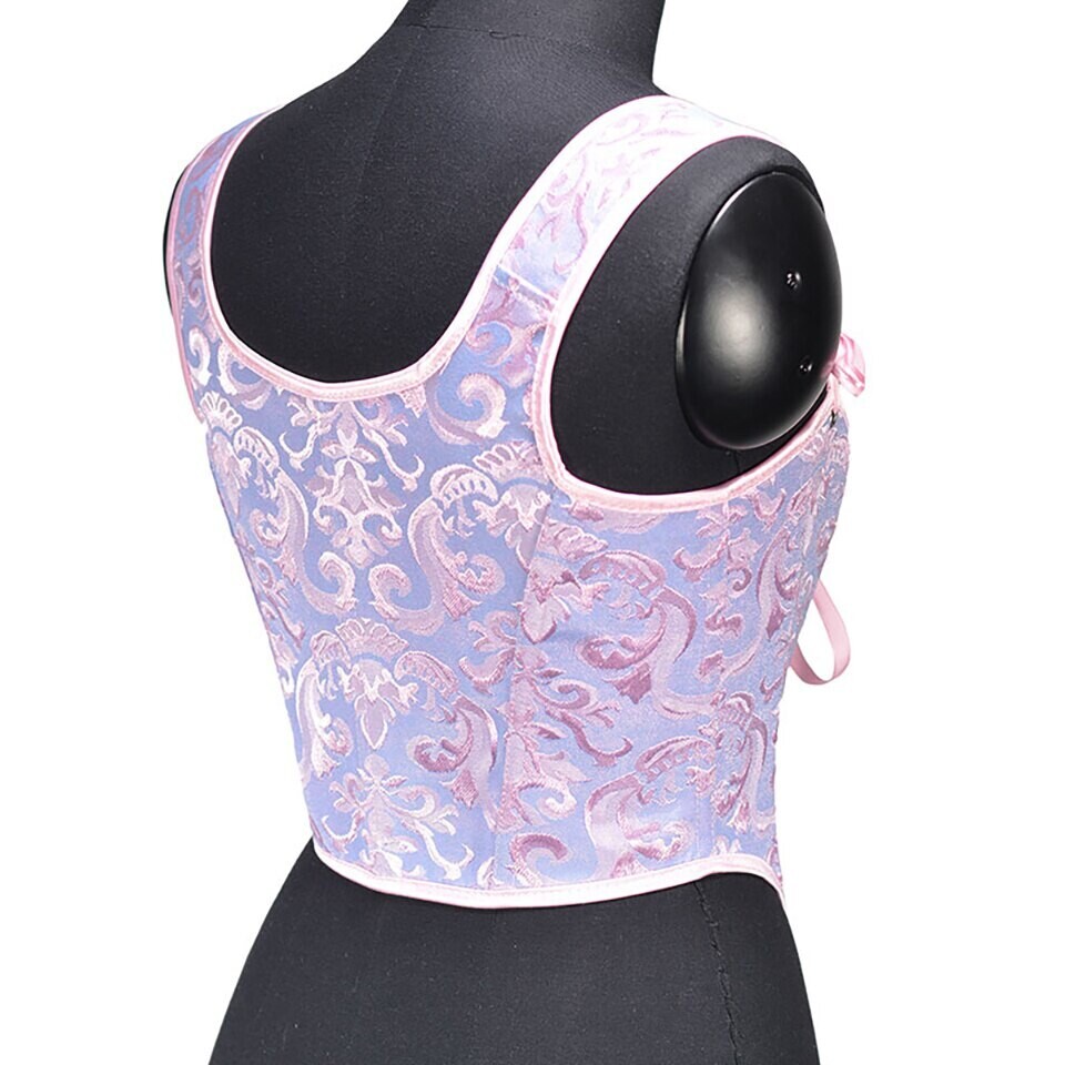 Vintage Lace Up Overbust Corset Crop Top