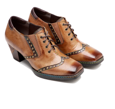 Lace up Leather Women Oxford Shoes
