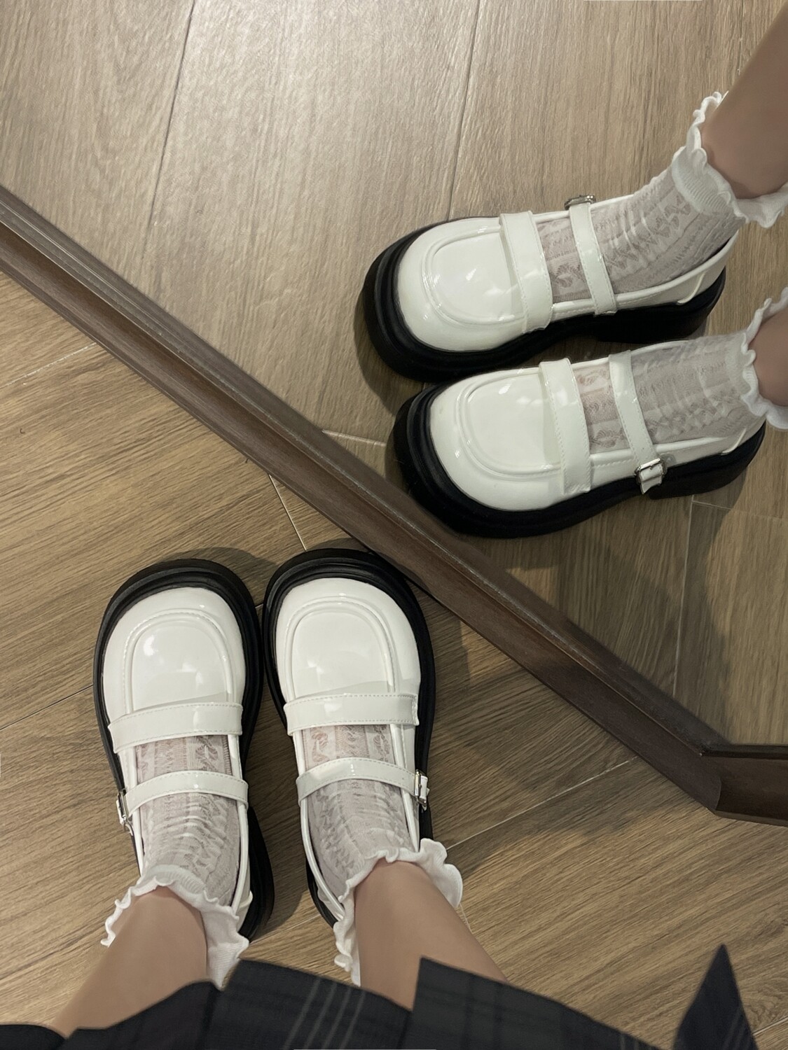 Black Round Toe Japanese Style Student Mary Jane Flat Shoes