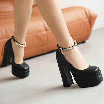 High Quality Women Pumps Platform Thick High Heels Shoes