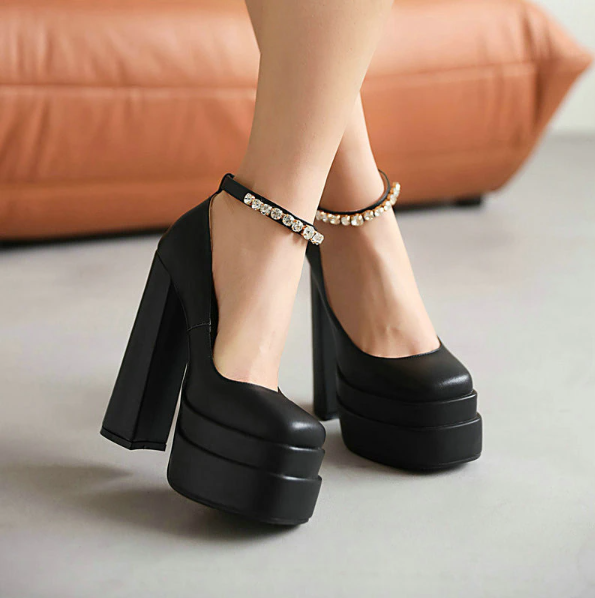 High Quality Women Pumps Platform Thick High Heels Shoes