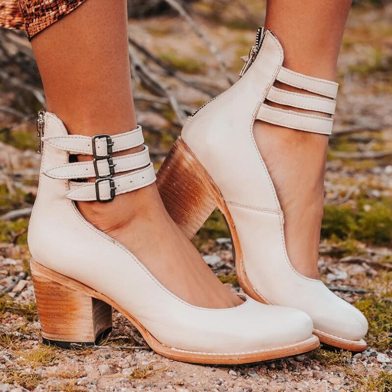 Vintage Retro Elegant Ankle Strap High Heels Shoes
