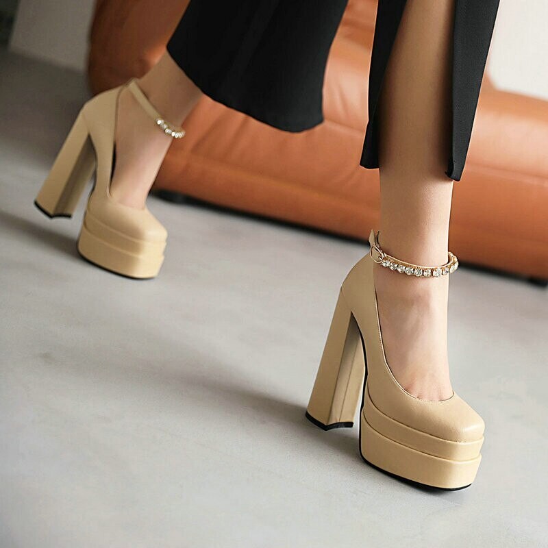 High Quality Women Pumps Platform Thick High Heels Shoes