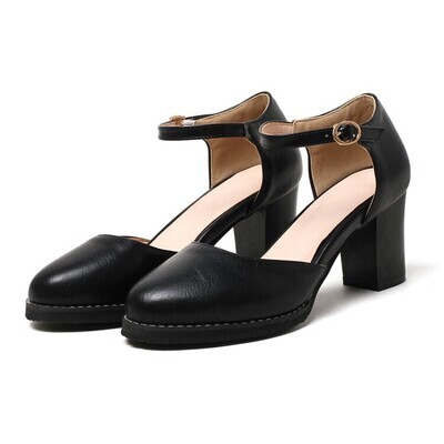 Summer Elegant Round Toe Buckle Strap High Heels Shoes
