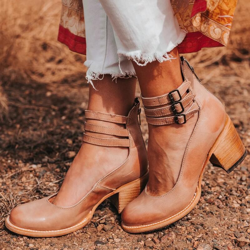 Vintage Retro Elegant Ankle Strap High Heels Shoes