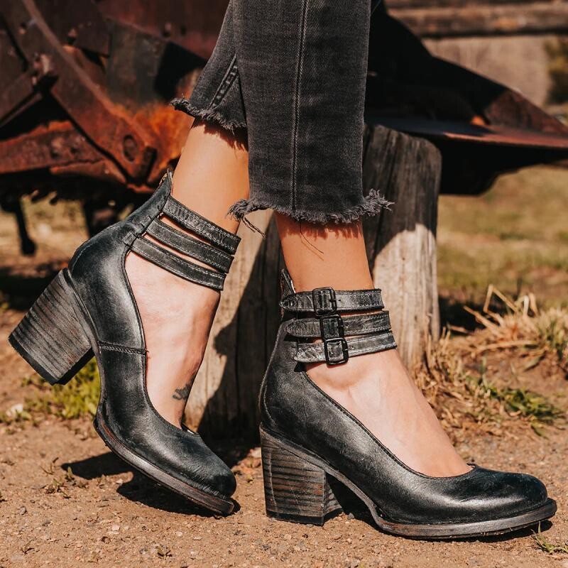 Vintage Retro Elegant Ankle Strap High Heels Shoes