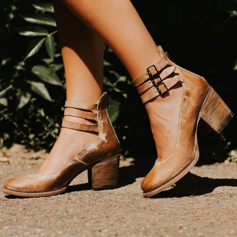 Vintage Retro Elegant Ankle Strap High Heels Shoes