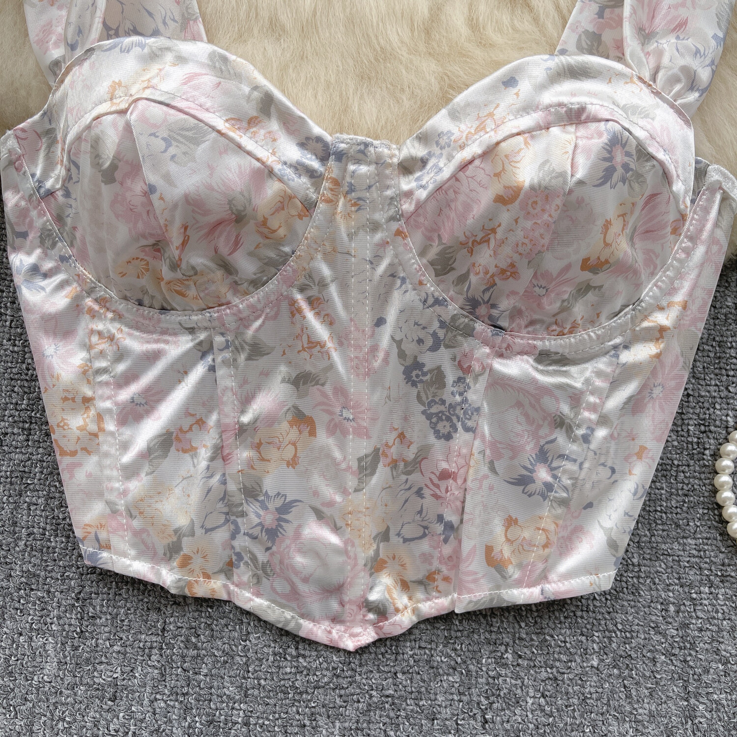 Chic Satin Printed Crop Top