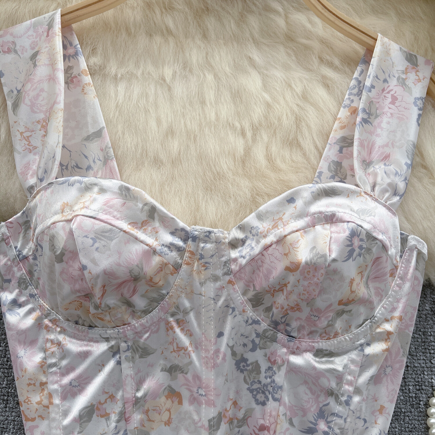 Chic Satin Printed Crop Top