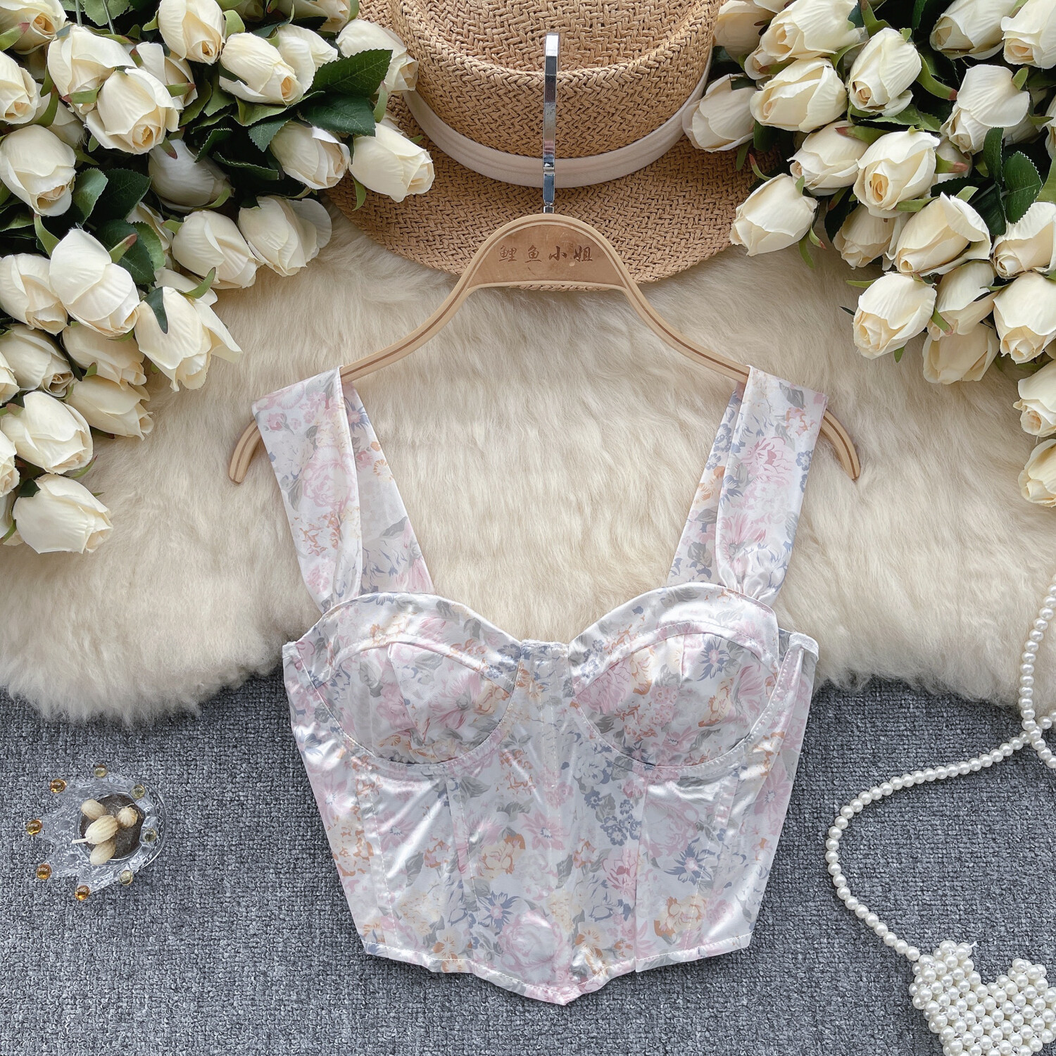 Chic Satin Printed Crop Top