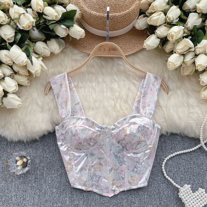 Chic Satin Printed Crop Top