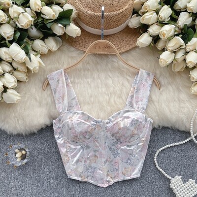 Chic Satin Printed Crop Top