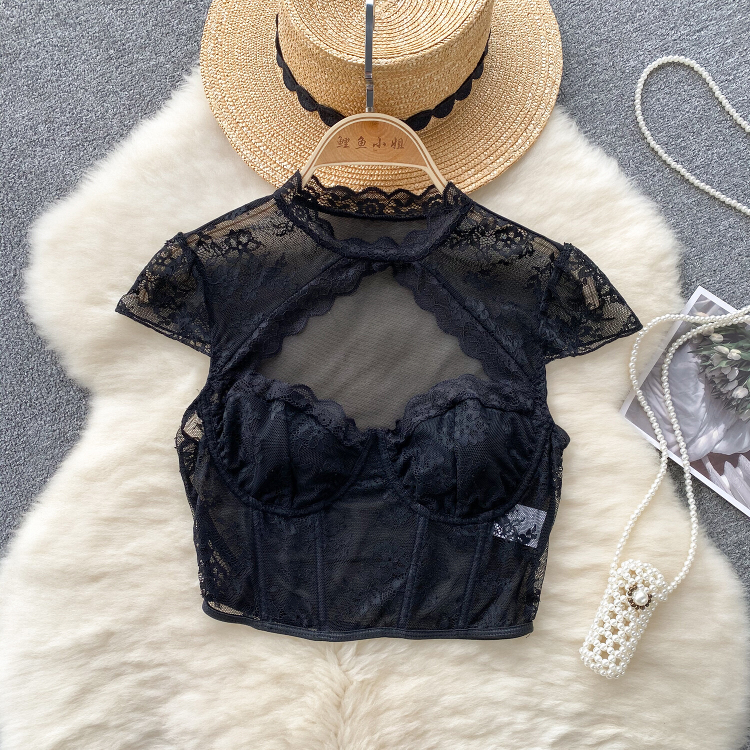 Gothic Vintage Style Black Lace Top