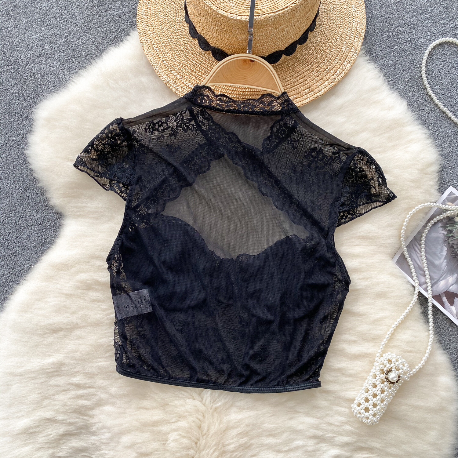 Gothic Vintage Style Black Lace Top