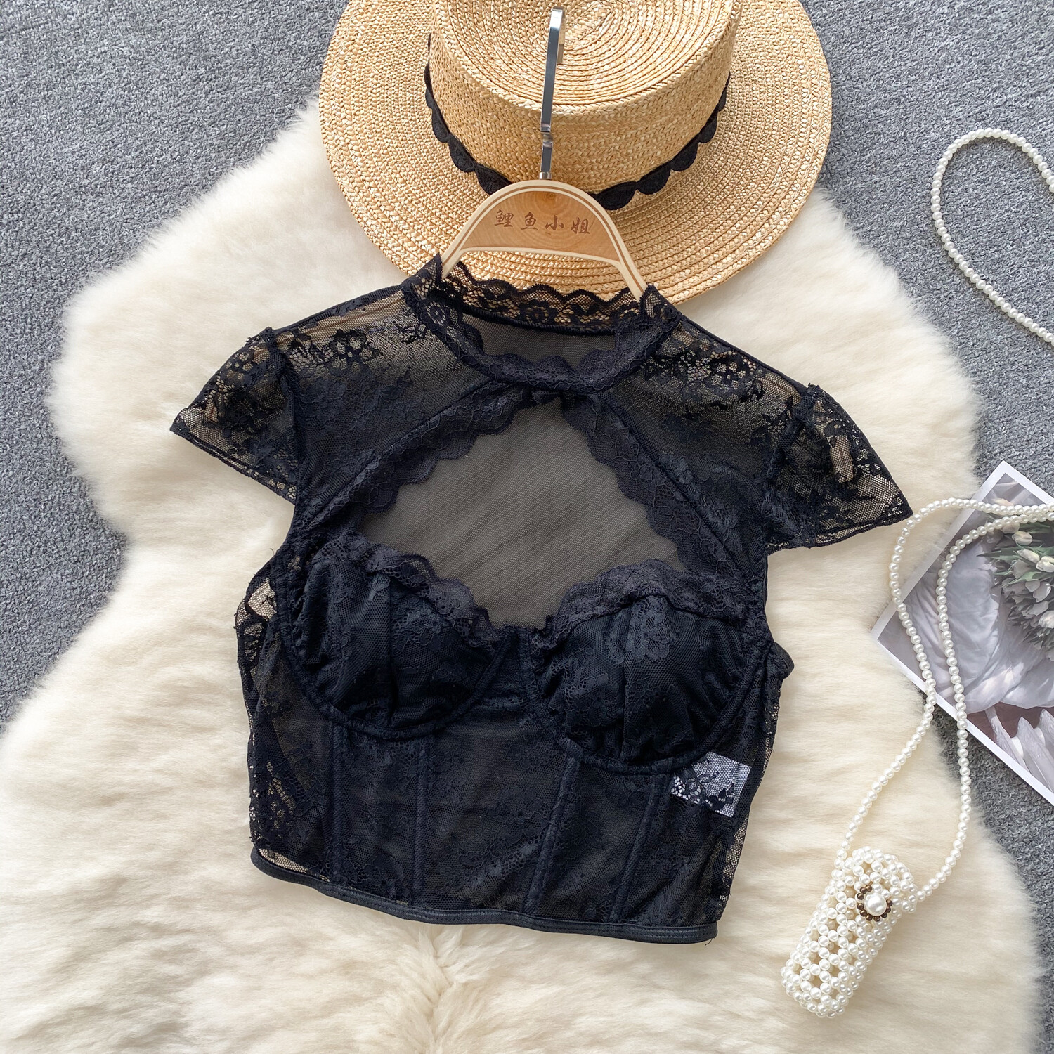Gothic Vintage Style Black Lace Top