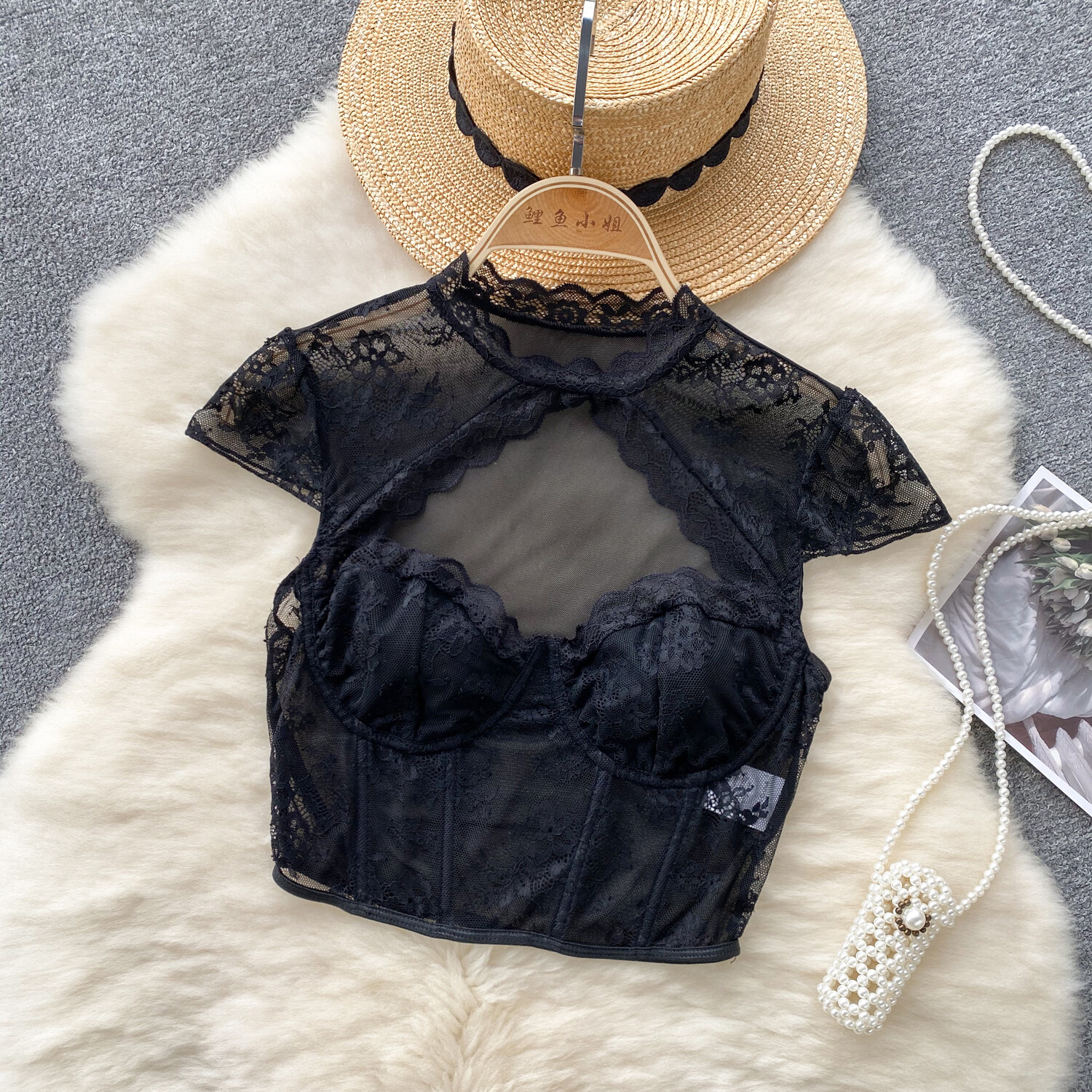 Gothic Vintage Style Black Lace Top
