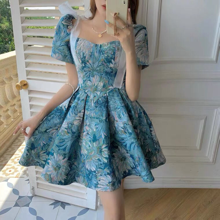 Square Collar Fairycore Aesthetic Vintage Style Dress
