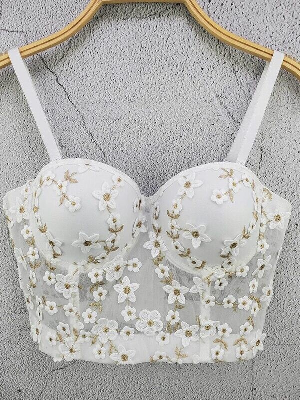 Lace Floral Embroidery Mesh Top