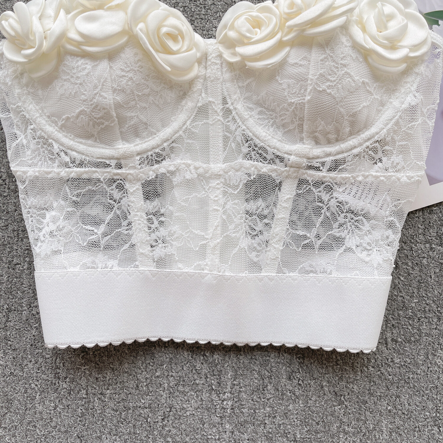 Sexy Floral Lace White Tube Top