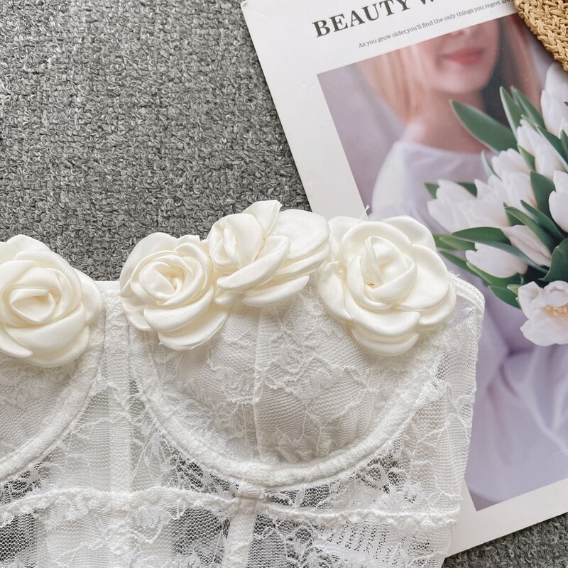 Sexy Floral Lace White Tube Top