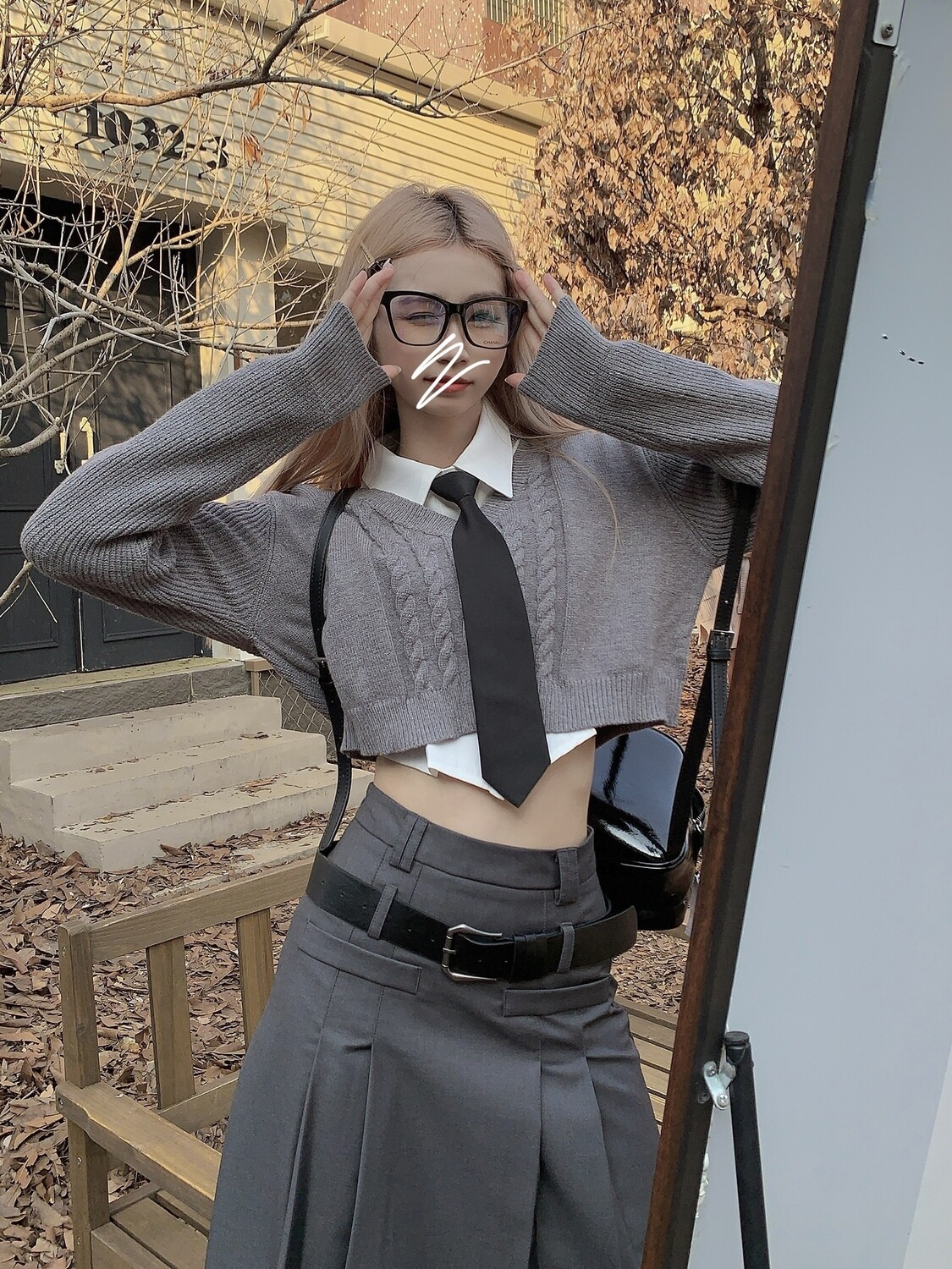Harajuku Vintage High Waist Pleated Grey Long Skirt
