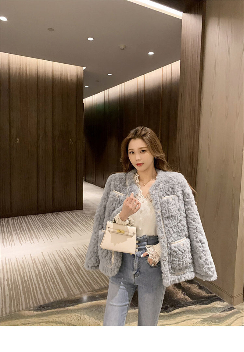 Elegant Faux Fur Fall Winter Plush Coat