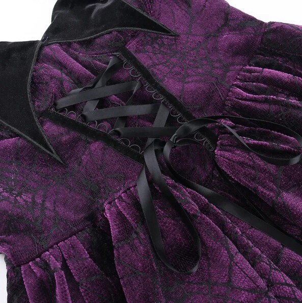 A-Line Retro Velvet Goth Mini Dress