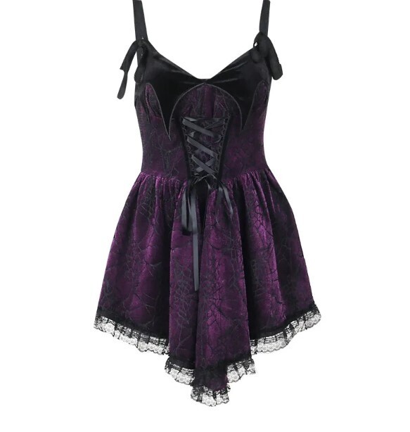 A-Line Retro Velvet Goth Mini Dress