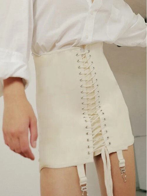 Gothic Punk Y2K Vintage Lace up Mini Skirt