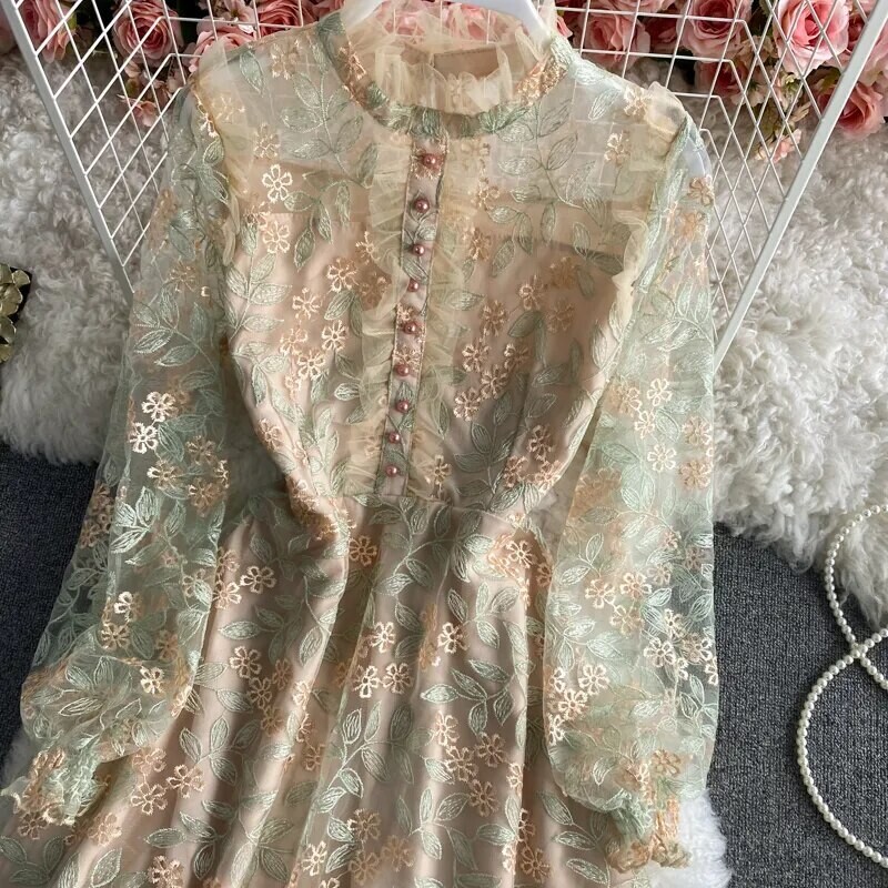 Luxury Mesh Lace Embroidered Dress