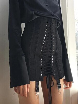 Gothic Punk Y2K Vintage Lace up Mini Skirt