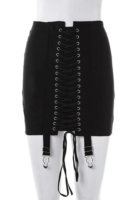Gothic Punk Y2K Vintage Lace up Mini Skirt