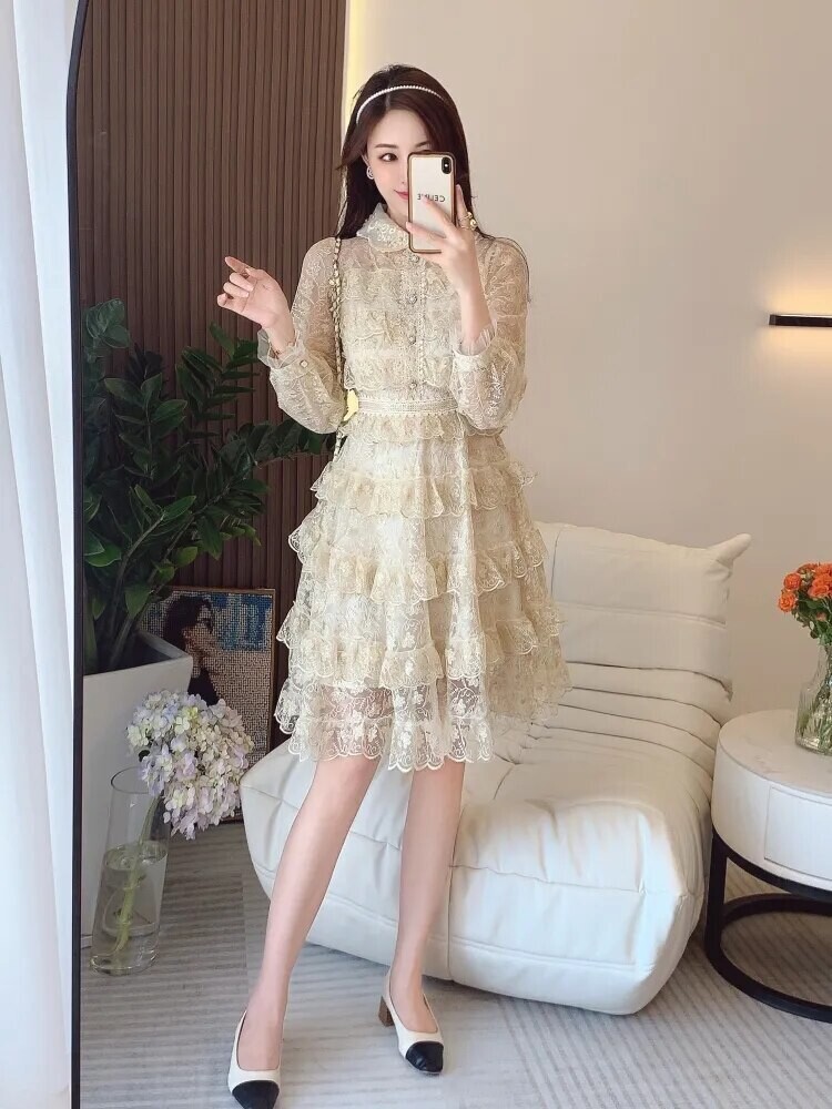 Lace Vintage Style Luxury Embroidery Dress