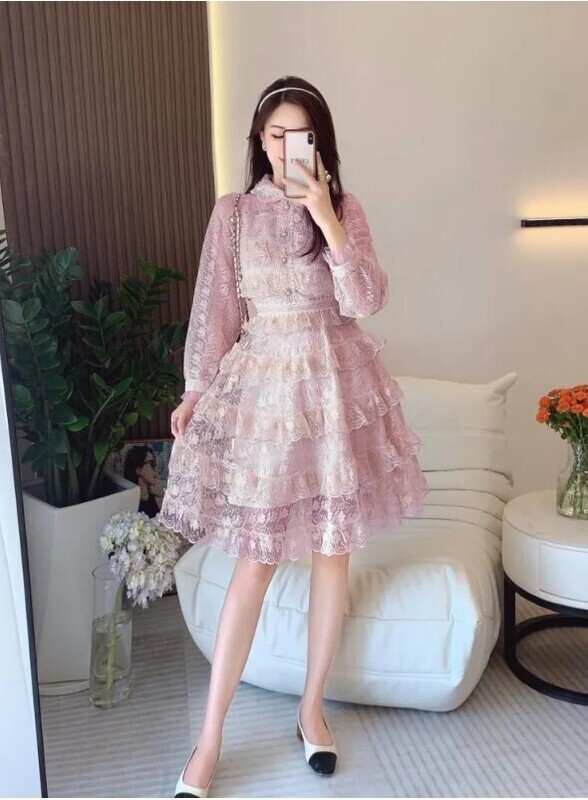 Lace Vintage Style Luxury Embroidery Dress