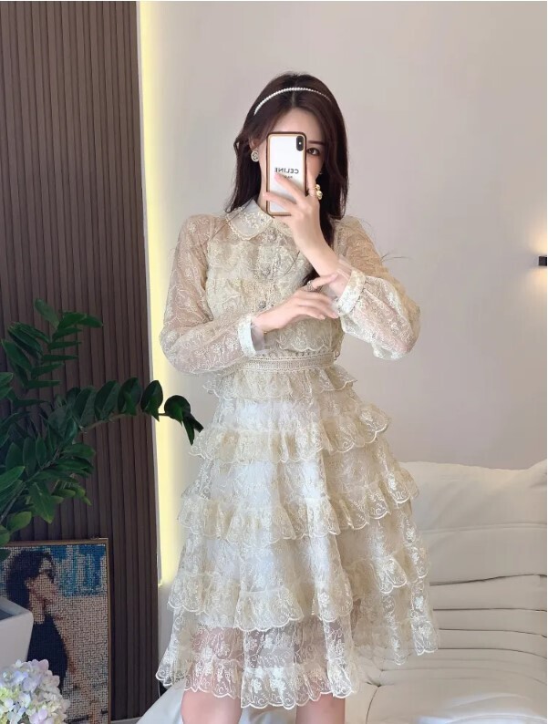 Lace Vintage Style Luxury Embroidery Dress