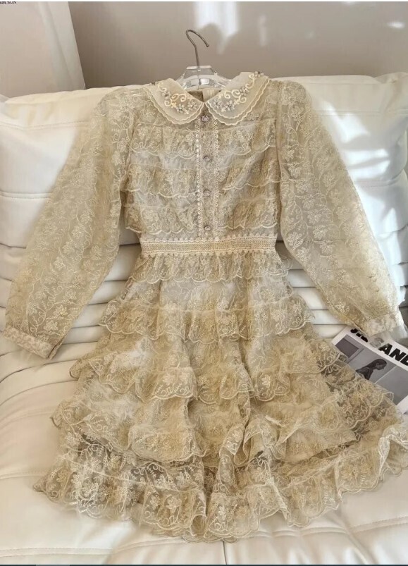 Lace Vintage Style Luxury Embroidery Dress