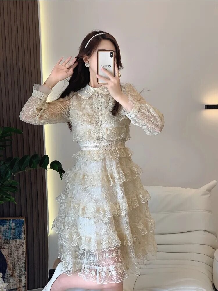 Lace Vintage Style Luxury Embroidery Dress