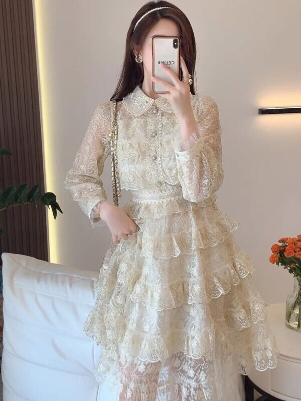Lace Vintage Style Luxury Embroidery Dress