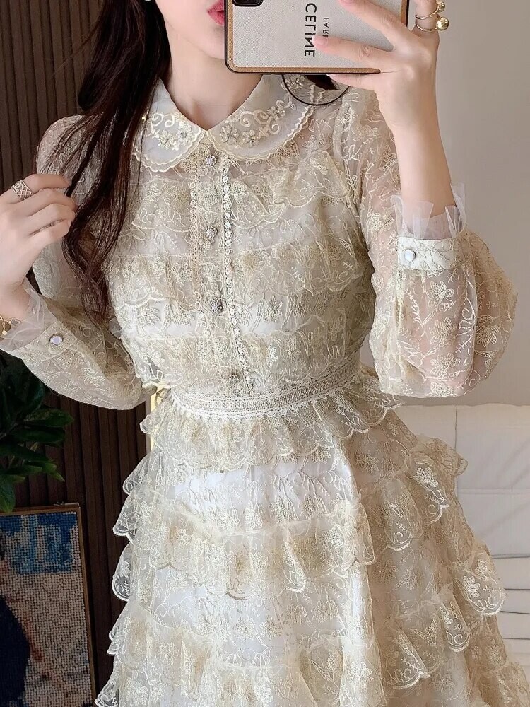Lace Vintage Style Luxury Embroidery Dress