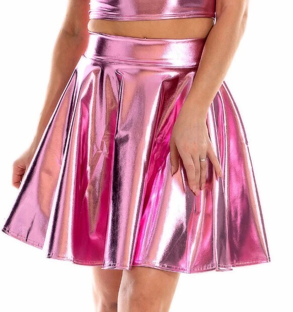 Laser High Waist Mini PU Leather Skirt
