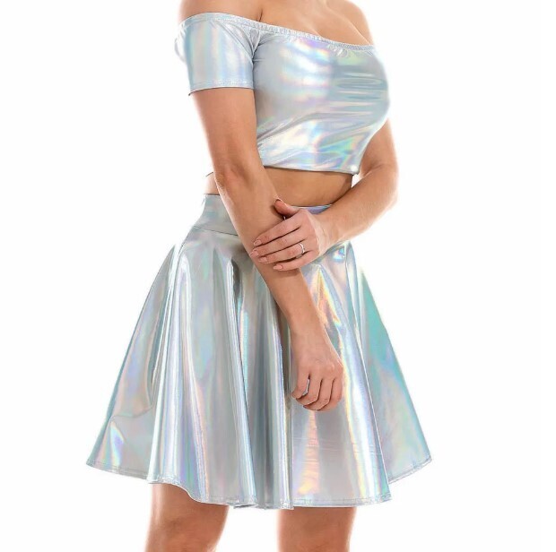 Laser High Waist Mini PU Leather Skirt