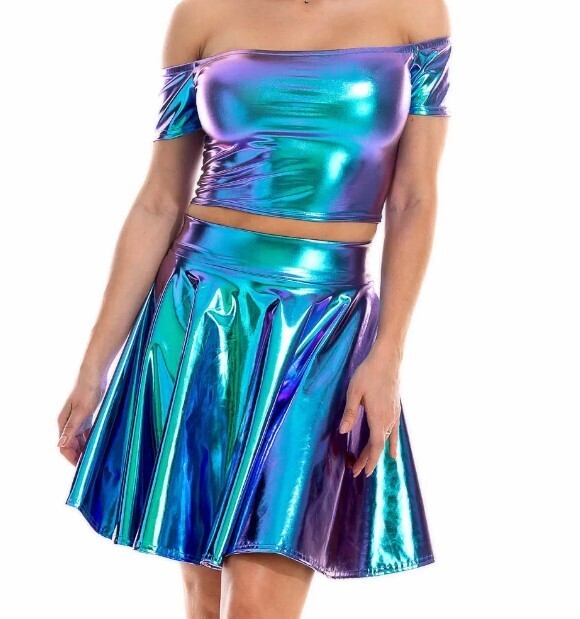Laser High Waist Mini PU Leather Skirt