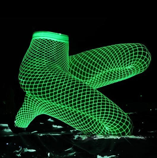Glow In the Dark Hollow Out Mesh Fishnet Stockings