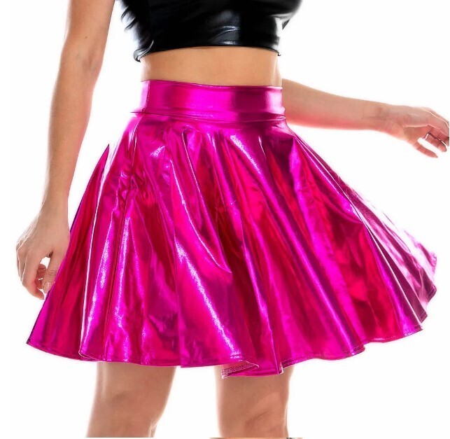 Laser High Waist Mini PU Leather Skirt