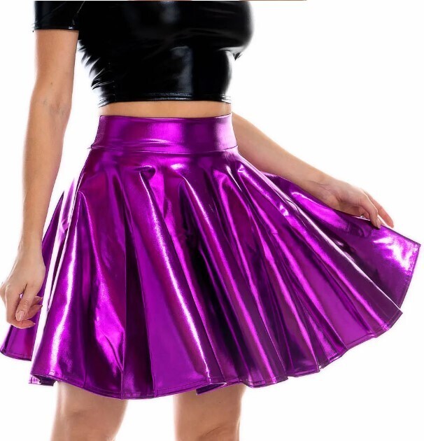 Laser High Waist Mini PU Leather Skirt