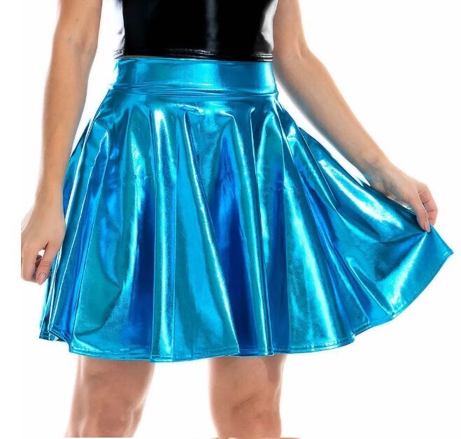 Laser High Waist Mini PU Leather Skirt