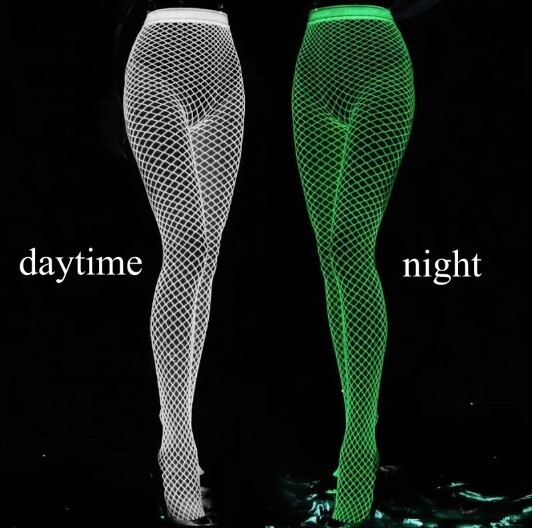 Glow In the Dark Hollow Out Mesh Fishnet Stockings