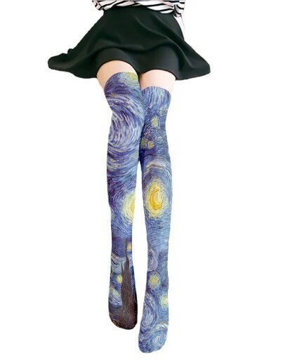Van Gogh Starry Nights Oil Painting Long Stockings