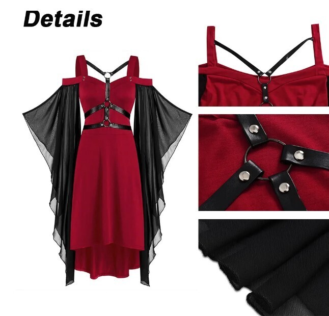 Vintage Black and Red Gothic Dress